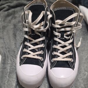 Stylish Black and White High-Top Sneakers